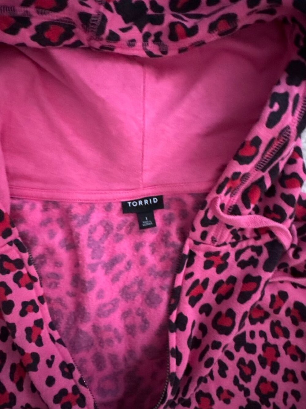 Torrid Size 1 Pink Leopard Hoodie Measurements HTF